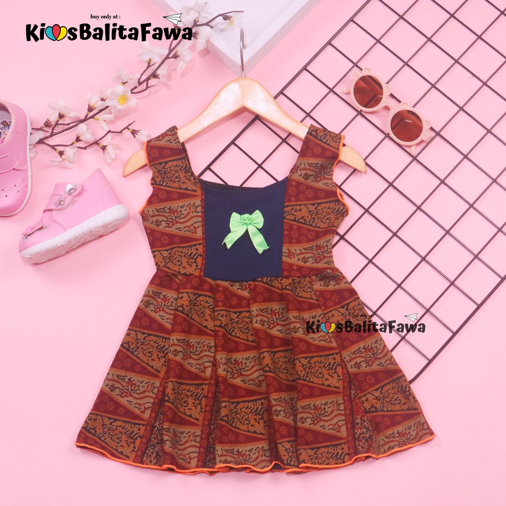Dress Marsha Uk Bayi - 3 Tahun / Dres Batik Baju Baby New Born Perempuan Gaun Tenun Bahan Adem Cewek
