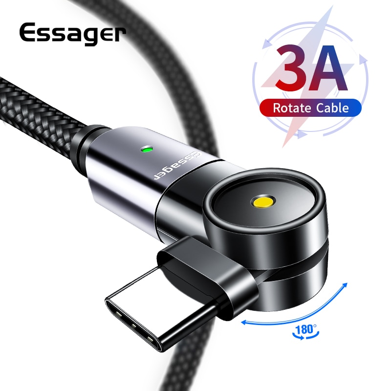 

Essager Rotate USB Type C Cable For Samsung Xiaomi mi Fast Charging USB-C USBC Wire Cord Charger Type-C TypeC Mobile Phone Cable
