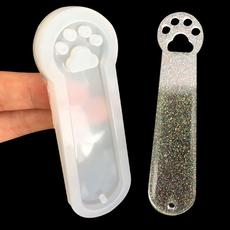 SIY  DIY Crystal Epoxy Resin Mold Rectangle Cat Claw Bookmark Silicone Mould Crafts