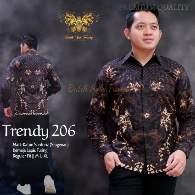 Baju Batik Pria Lengan Panjang Motif PERWIRA Bahan Katun Sragenan Lapis Full Furing-0
