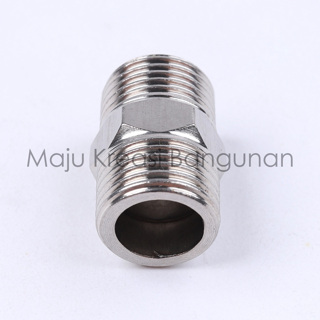 Double Neple Kuningan 1/2 Inch Inci Dobel Nepel Nepple Brass Sambungan Drat Luar