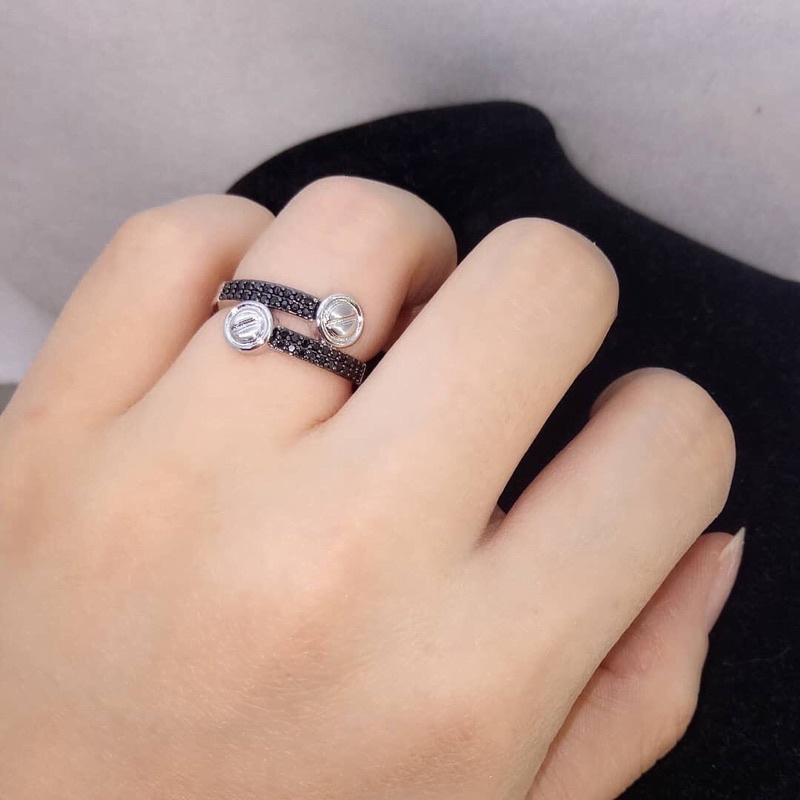 Cincin Wanita Mix Black Diamond Lapis Emas