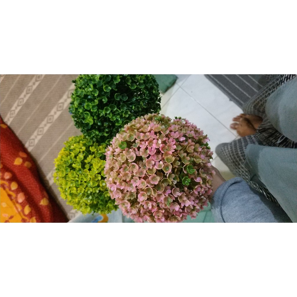 Bonsai hias plastik artificial bentuk bola