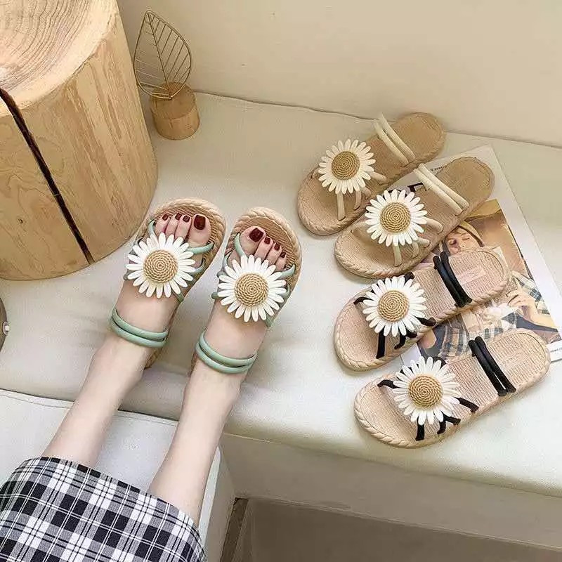 Sandal Flat Tali Jelly Bunga Daisy Sandal Women Import Real Pict Tmall88