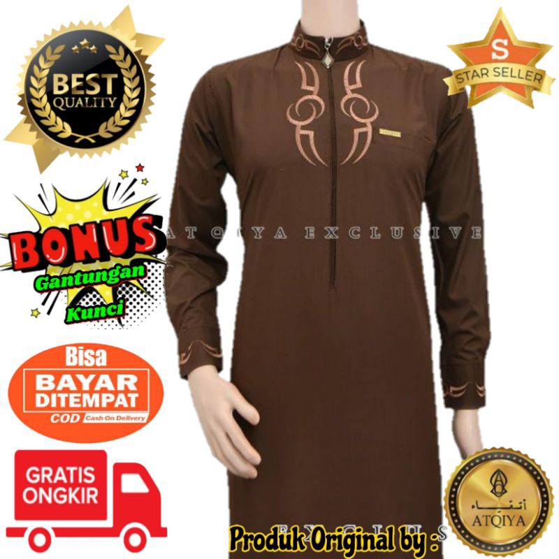 Gamis Atqiya Motif Thobe ARQAM / Jubah Atqiya / Jubah Thobe / Gamis Pria / Jubah Laki-laki