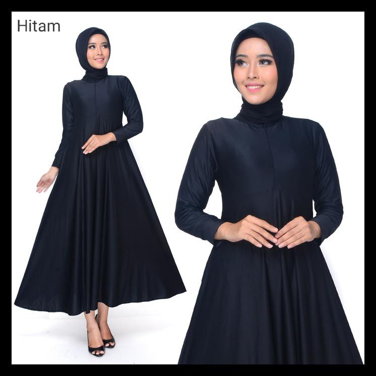 Gamis Jersey Polos #01 - Hitam