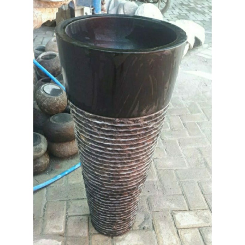 Set Wastafel Pedestal Batu Marmer Hitam