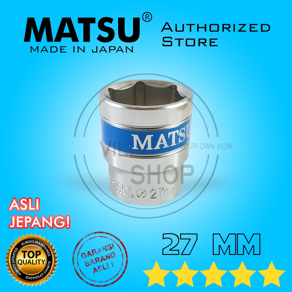 MATA KUNCI SOK DRIVE SOCKET 27 MM 27MM GAGANG 1/2" MATSU ASLI JEPANG TEKIRO KOKEN SOCK SHOCK SOKET