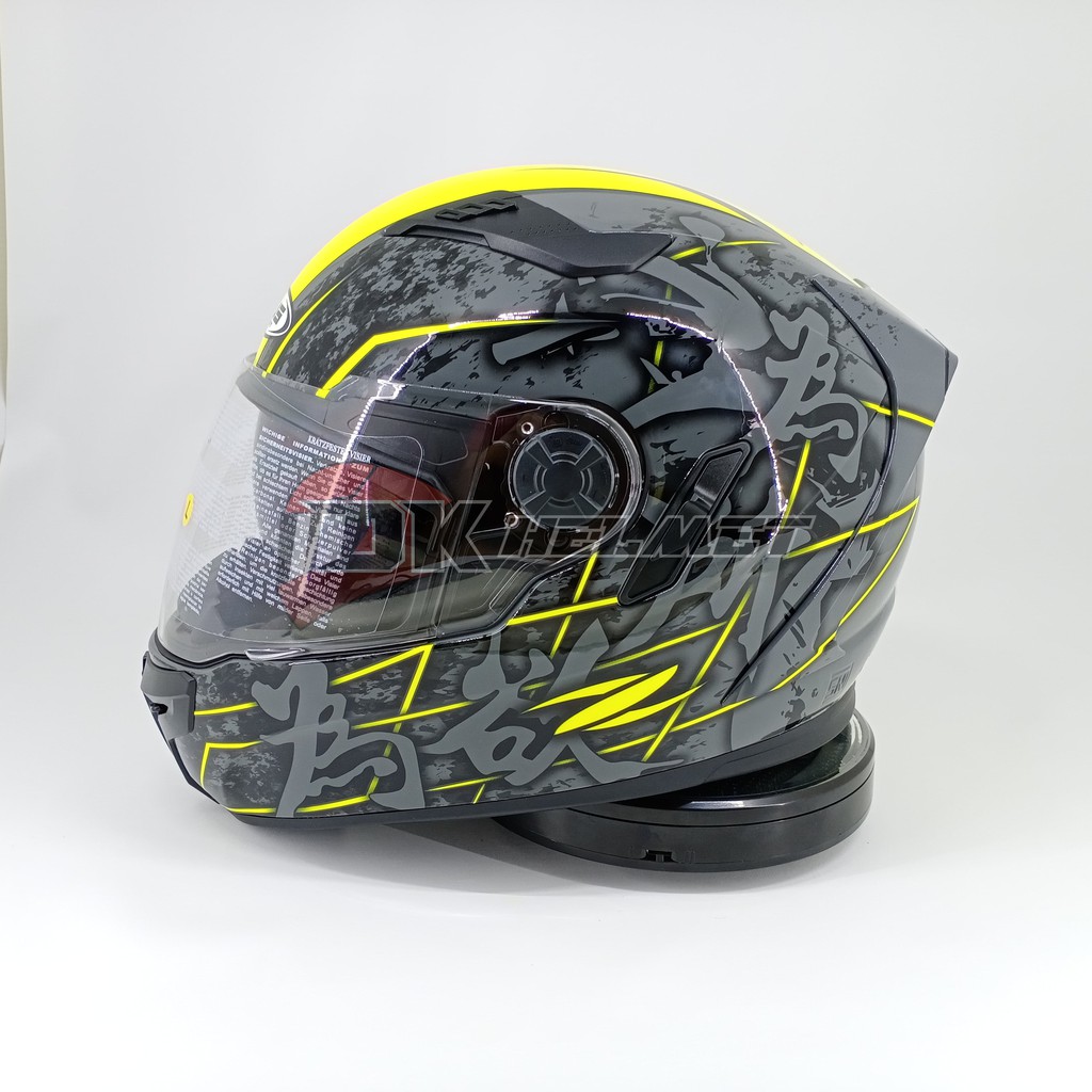 Helm Full Face Zeus ZS 813 Motif Seri Grey 11C AN24 Black Fluo Yellow Fluo Double Visor Hitam Kuning