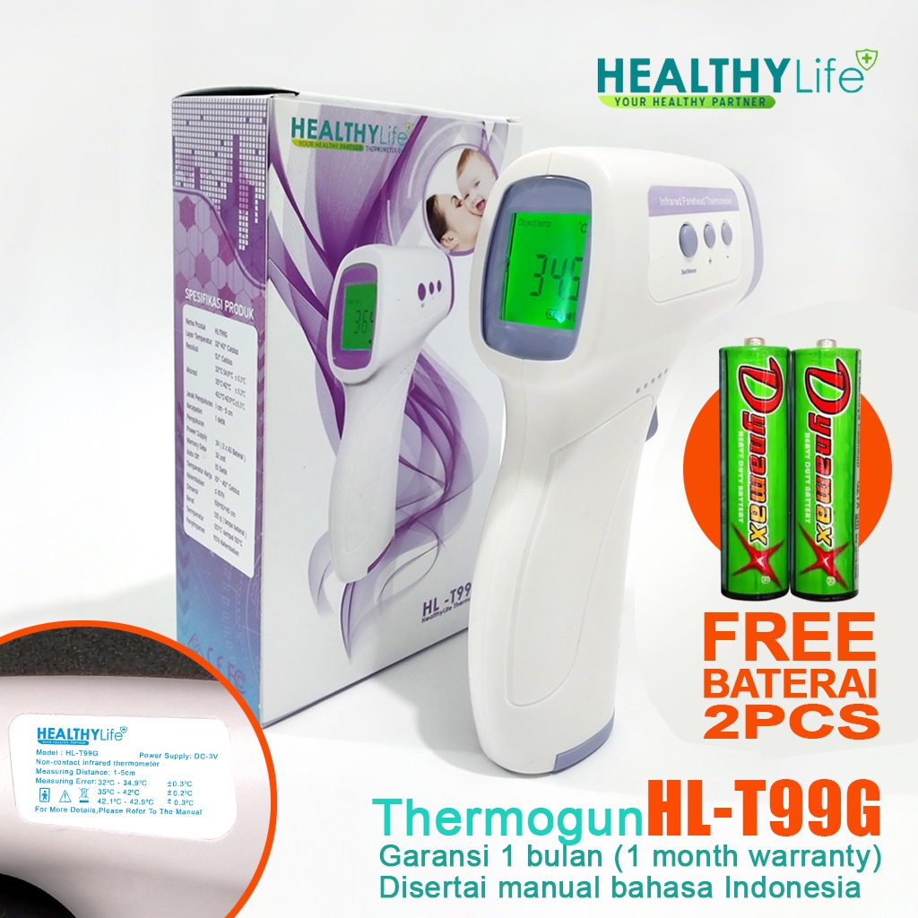 Thermo Gun thermometer infrared HealthyLife HL-T99G Manual Bahasa Indonesia ORIGINAL Thermogun