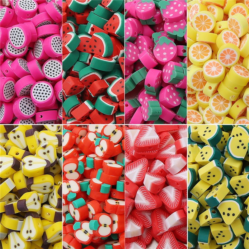 30 PCS Soft Pottery Fruit Bead Spacer Beads Untuk Membuat Perhiasan DIY