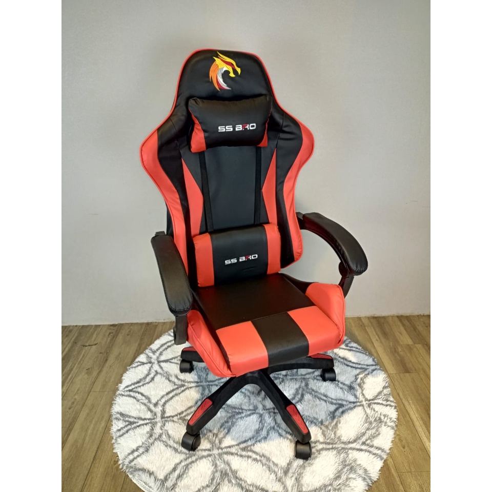 Bangku Gaming Kursi Gaming Chaho Chair Kursi Kerja Hidrolik Horizontal Footrest Kursi Balap-343 Merah NoFootrest