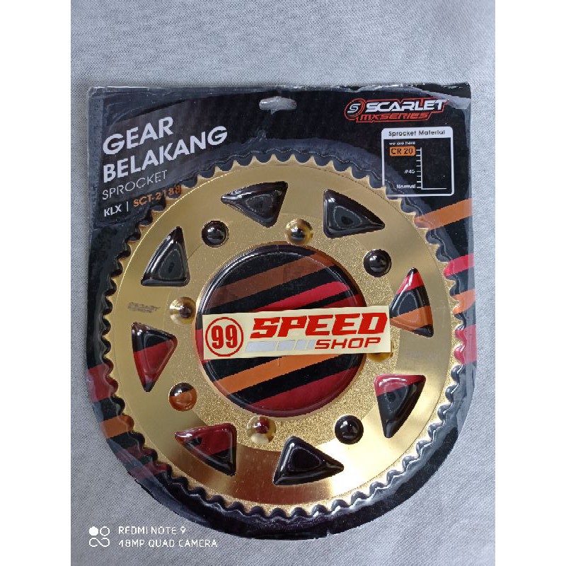 GIR SPROCKET BELAKANG KLX150 SCARLET MXSERIES GOLD UK45T-46T-47T-48T-49T-50T-51T-52T-53T-54T-55T-56T-3