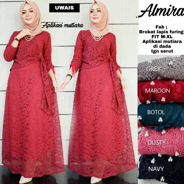 UWAIS Almira..brukat lapis furing aplikasi mutiara