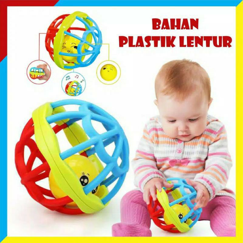 ~ PIYOSHI08 ~ Mainan Bayi Bola Kerincingan Bahan Karet Lembut / Teether Rattle Ball / Baby Toy MA37