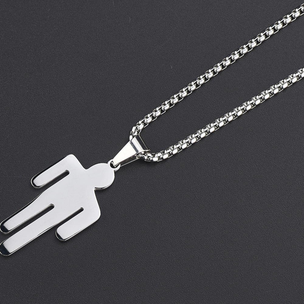 Kalung Rantai Dengan Liontin Billie Eilish Bahan Titanium Steel