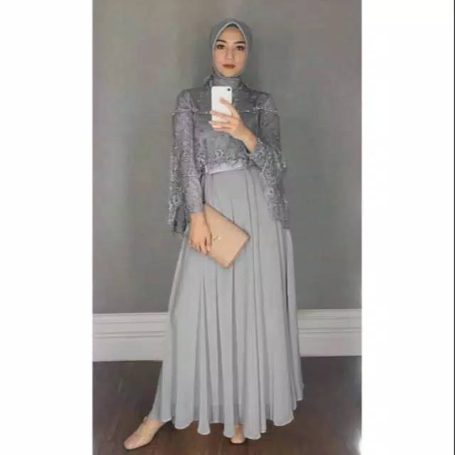 Dress maxi muslim brukat - terusan gamis chikita
