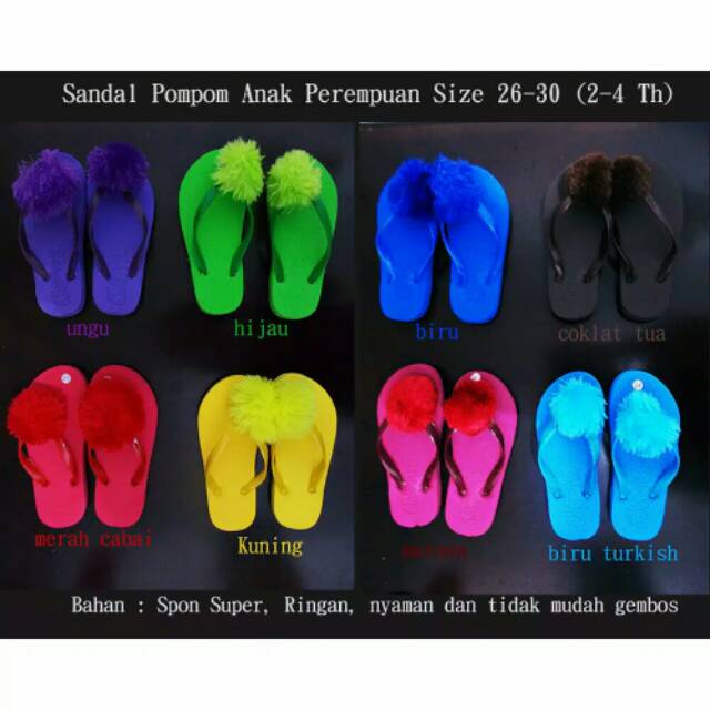 sendal sandal pom pom anak balita jepit