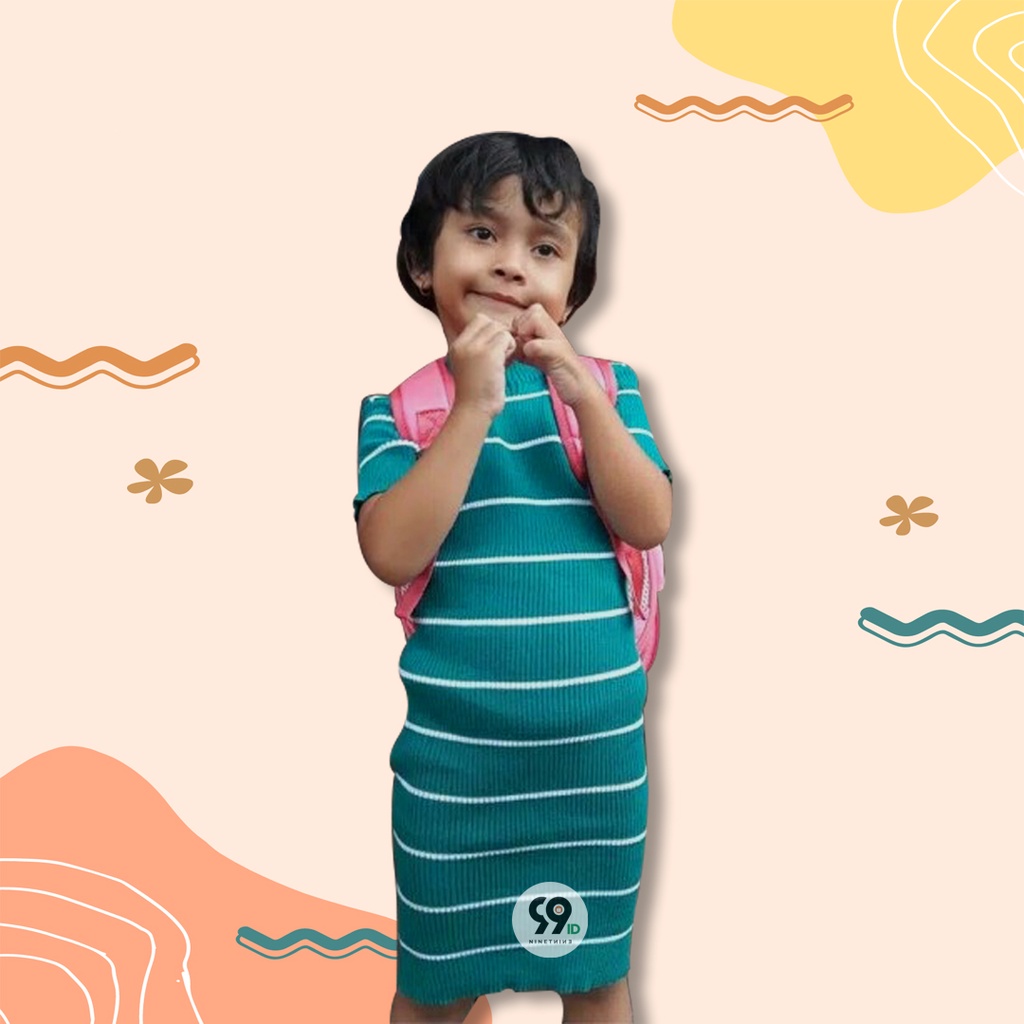 BAJU RAJUT DRESS KALILA STRIPE 1-3th anak perempuan tangan pendek