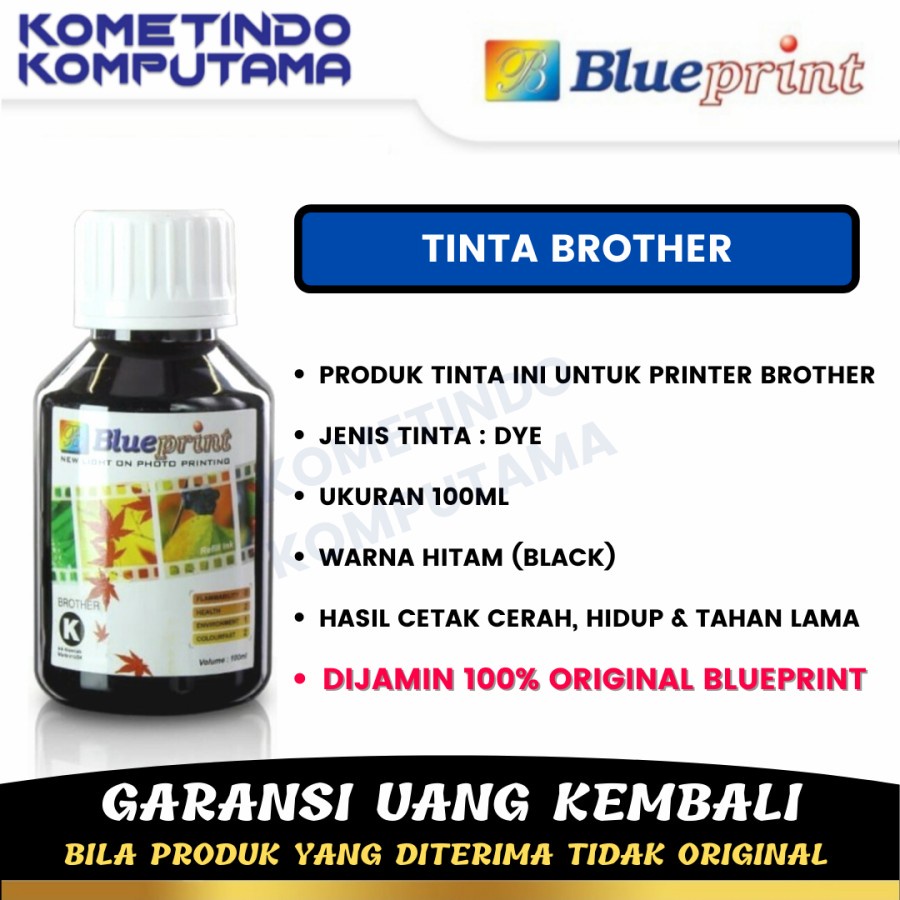 HITAM Tinta Brother BLUEPRINT Refill for Printer Brother 100ml Black - Hitam