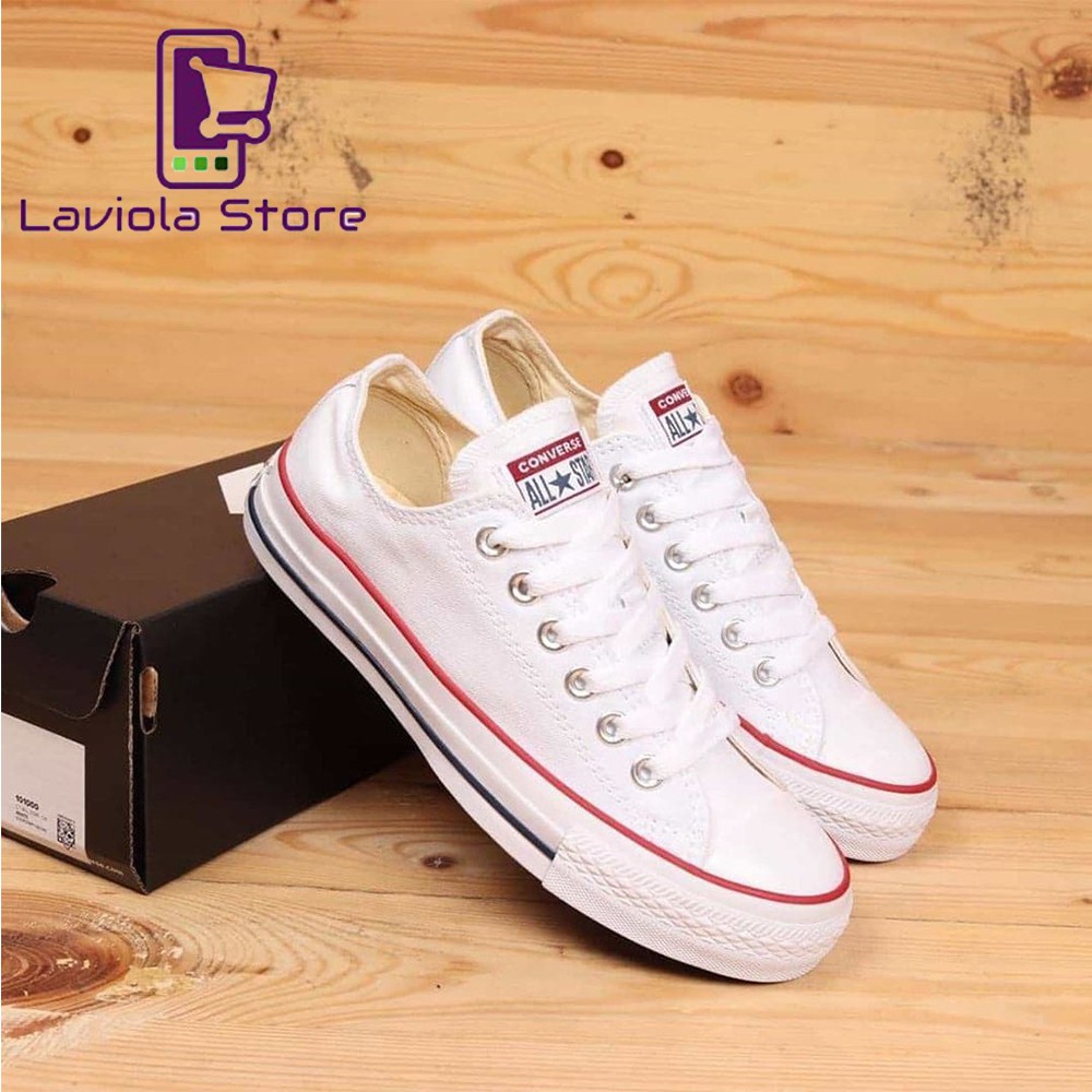 Grosir Sepatu Converse Low All Star Cucky Taylor Putih List Merah Low Classic-LAVIOLA STORE