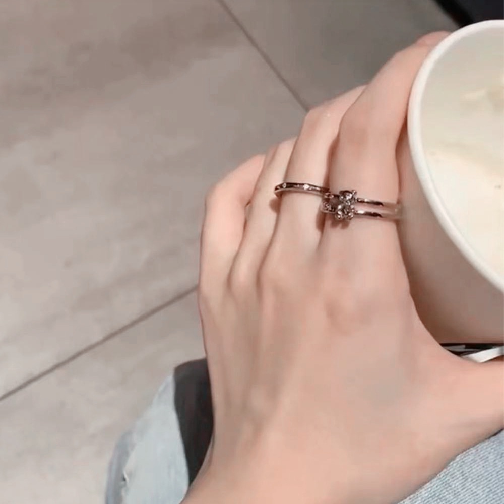 Set Cincin Model Terbuka Desain Beruang Gaya Korea Untuk Wanita