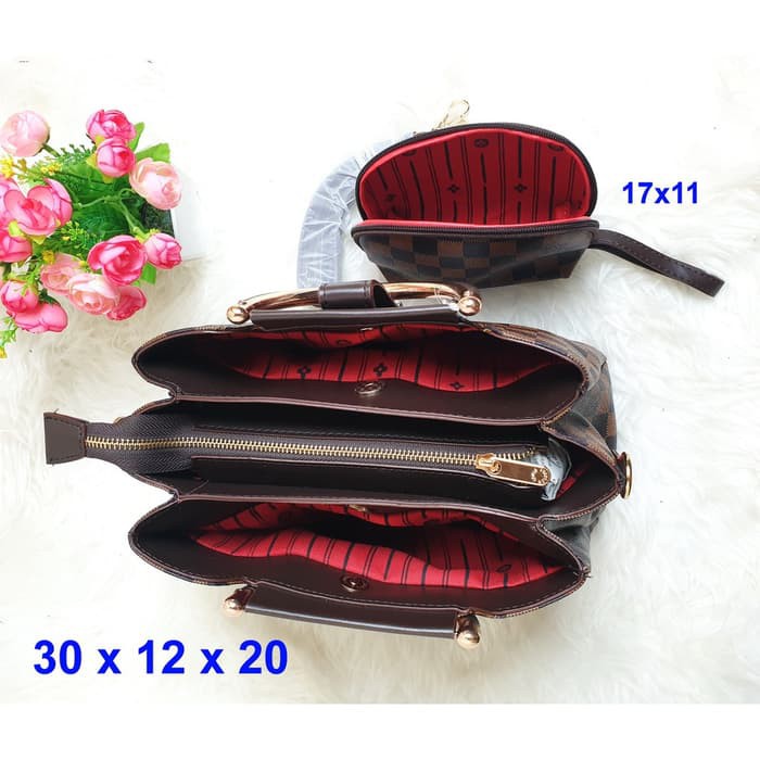 TAS  TAS WANITA CEWEK IMPORT BIS SALE LOUIS VUITTON LV LIDAH 3 RUANG GRATIS  IWAZAH OFFICE