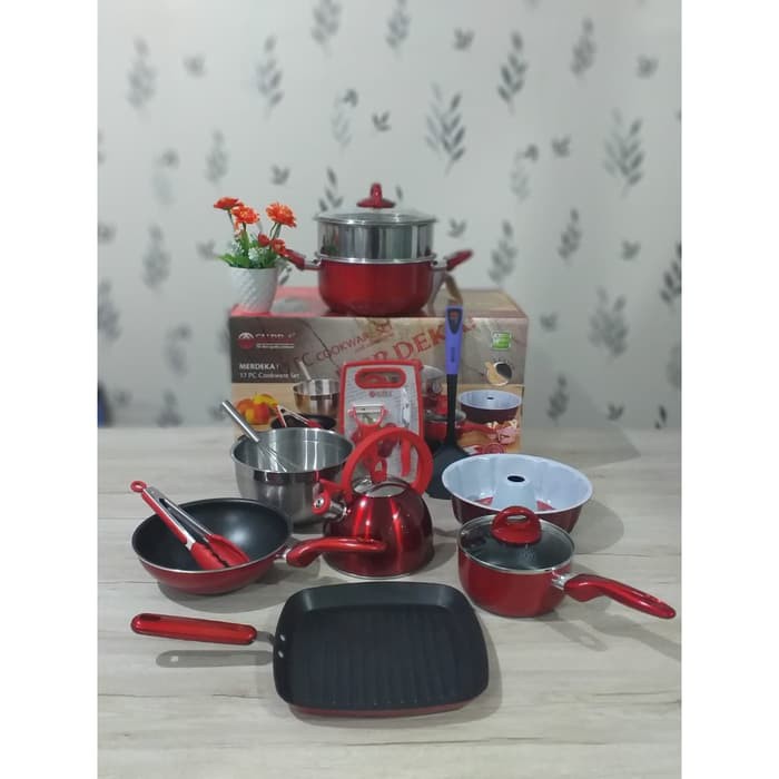 Teflon Panci Set Merdeka 17 Pcs Stainless Steel Cookware