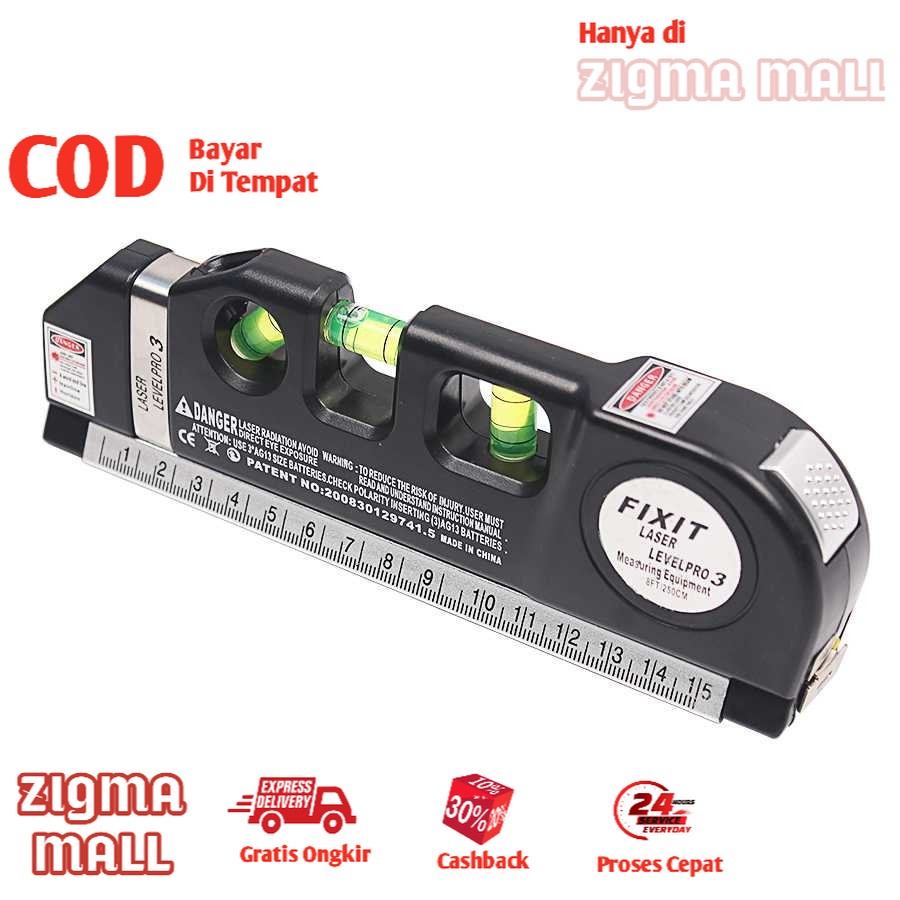 

COD Penggaris Laser Horizontal Vertical 250CM with Bubble Level Murah Garisan Leser Multifungsi