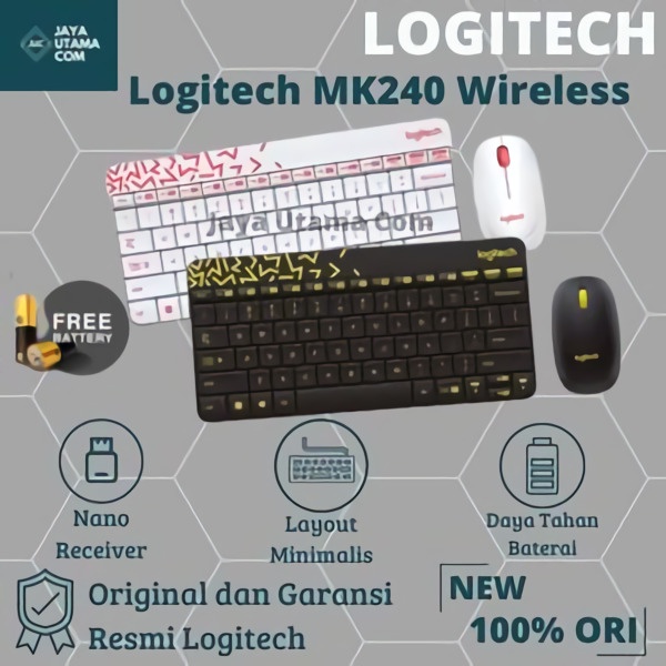 Logitech MK240 Mini Keyboard Mouse Wireless Original