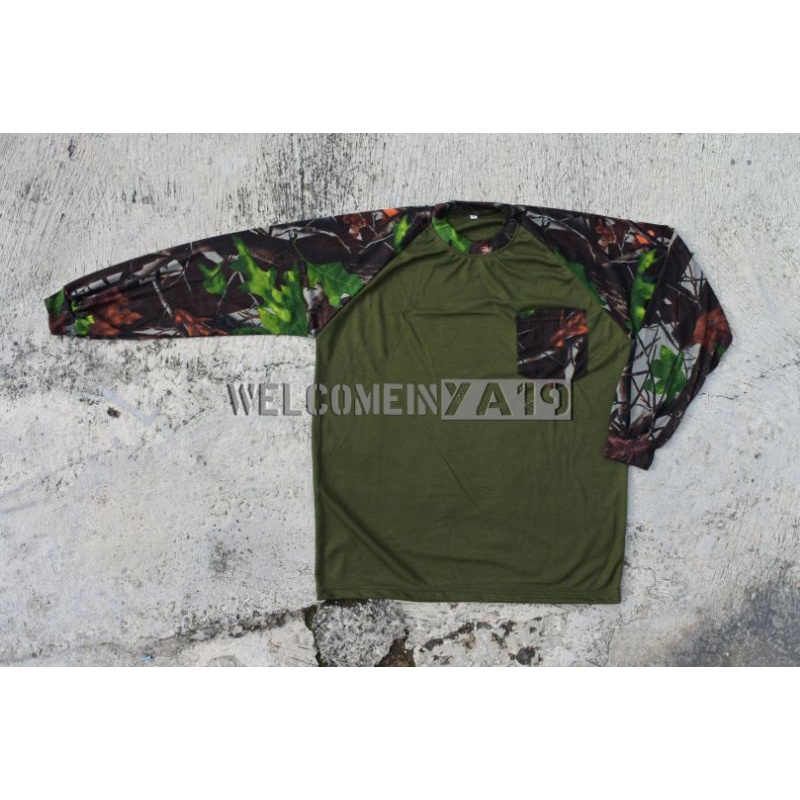 Raglan T-Shirt Combination Camouflage / Kaos Raglan Mix Loreng Camo Perbakin