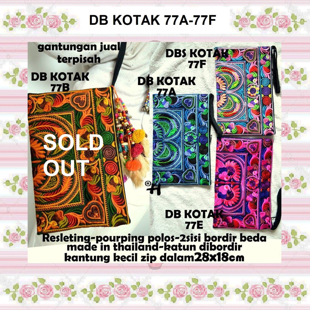 Dompet Wanita Serbaguna Multifungsi untuk HP, Kosmetik, Murah Motif Bordir Import Bangkok Thailand