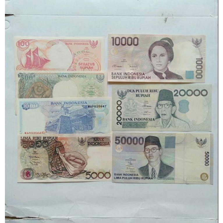 murah paket set tahun 90 an uang Kuno Indonesia isi 7