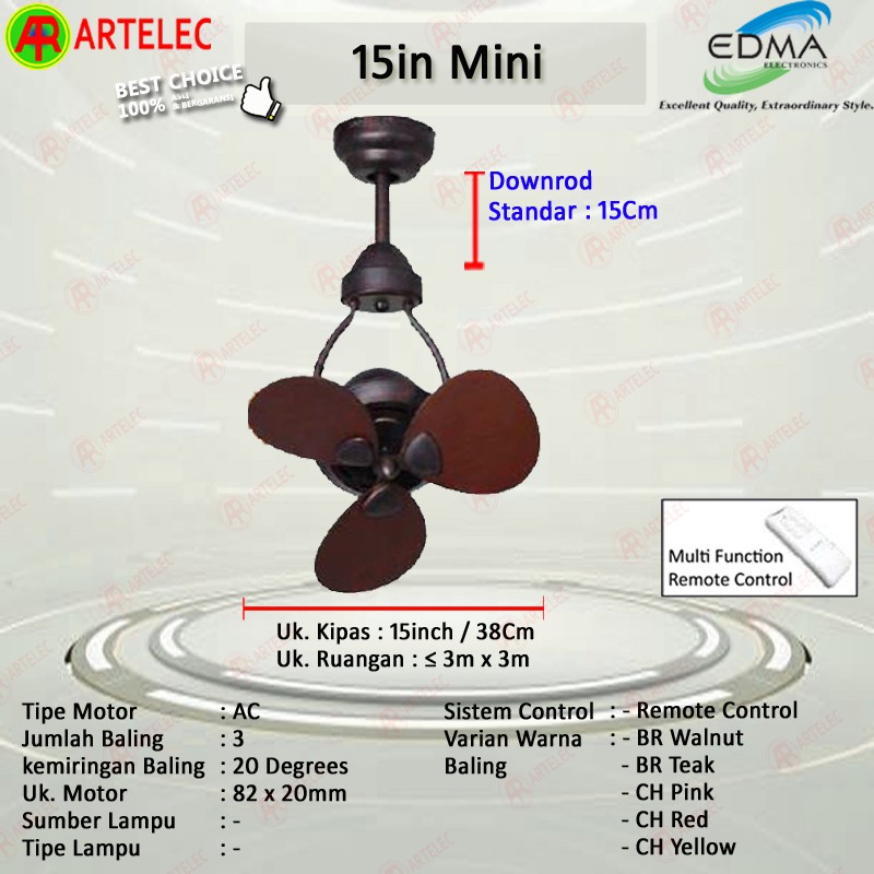 Kipas Angin Gantung MT EDMA 15in MINI Kipas Angin Bagus Kipas Angin Plafon kipas unik