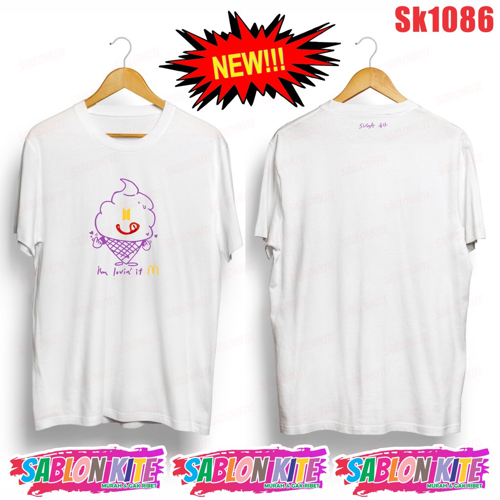 Gratis fotocard KAOS KPOP KARAKTER Live taehyung SK1086 IM LOVIN IT FG SG JK V RM PER MEMBER UNISEX COMBED 30S