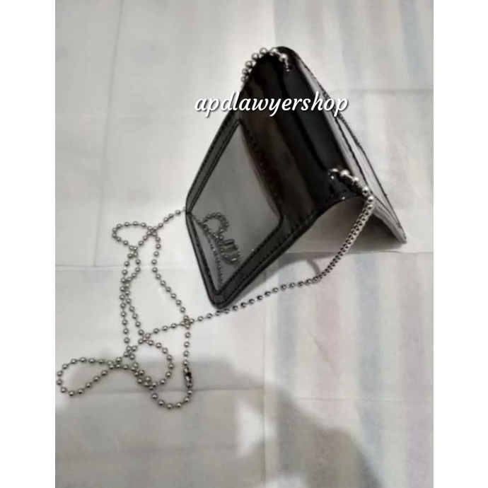 

name tag id card holder plus kalung rantai hitam glossy kwalitas bagus