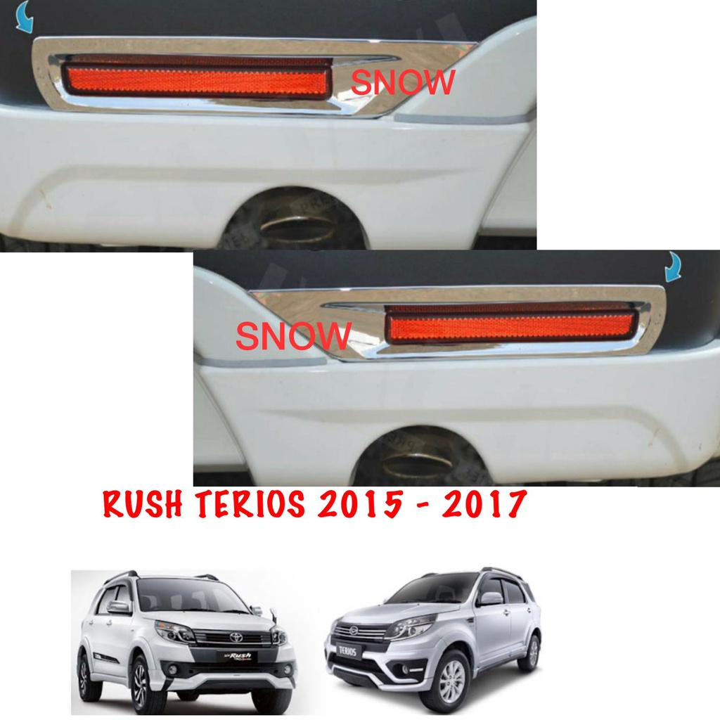 Reflektor Bumper Belakang New Rush Terios 2015 2017 Cover Chrome