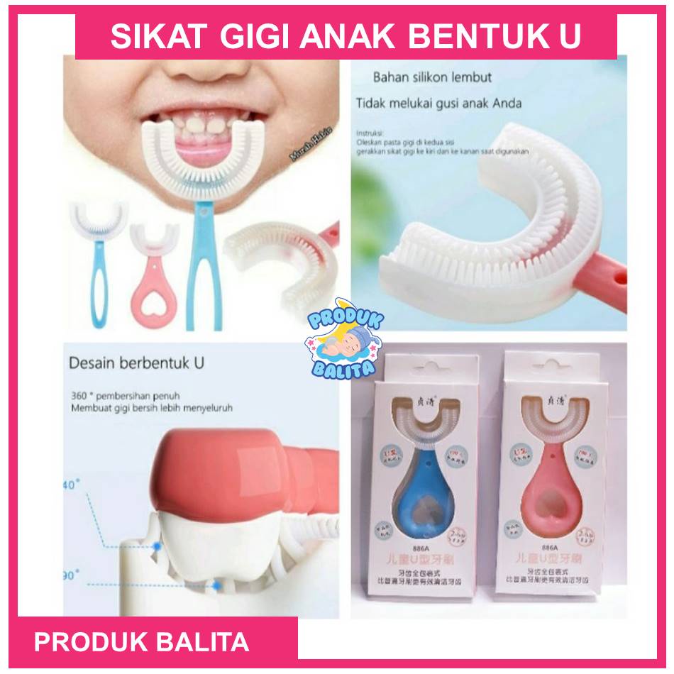 Sikat Gigi Anak Bentuk U Bahan Silikon / Sikat Gigi Anak Balita Bentuk U U-Shaped Fitting Toothbrush for Child
