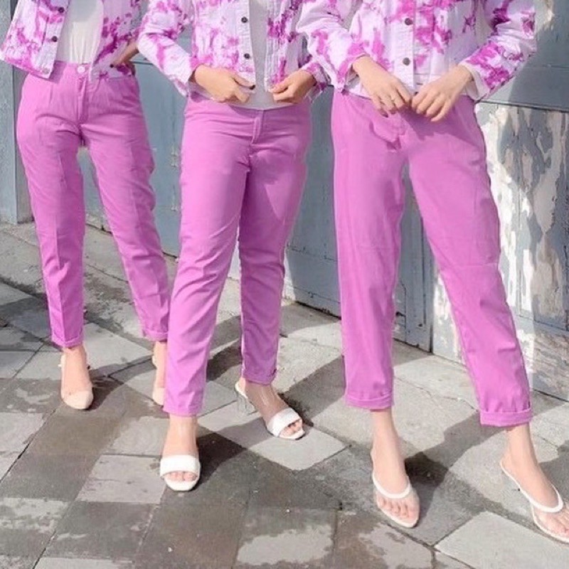celana wanita baggy pants murah lilac