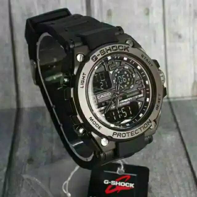 (Cod)Jam Tangan Pria GST-8600 Double Time Kepala Besi Strap Rubber(DiKirim Jakarta)