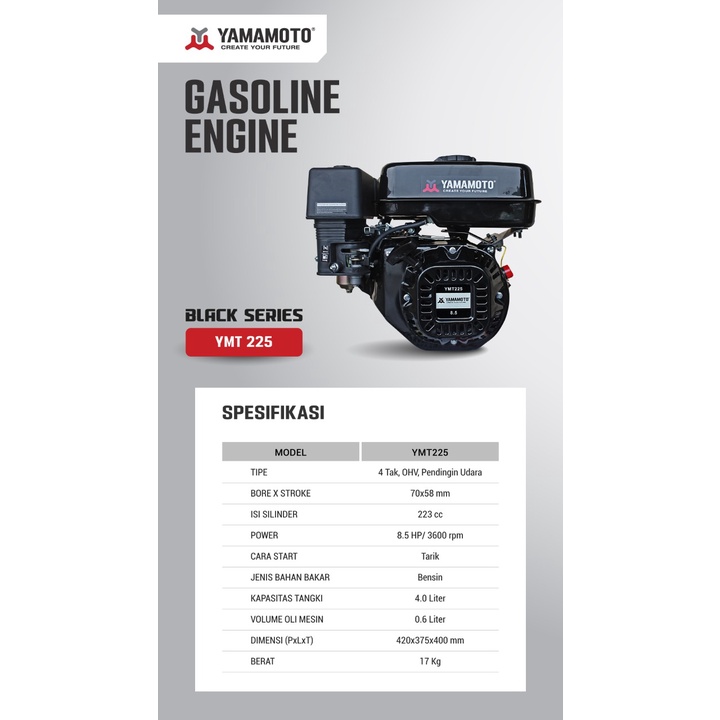 Mesin Penggerak Bensin Serbaguna Atau Gasoline Engine Gx 225 Merk Yamamoto Putaran Cepat Dan LambatT