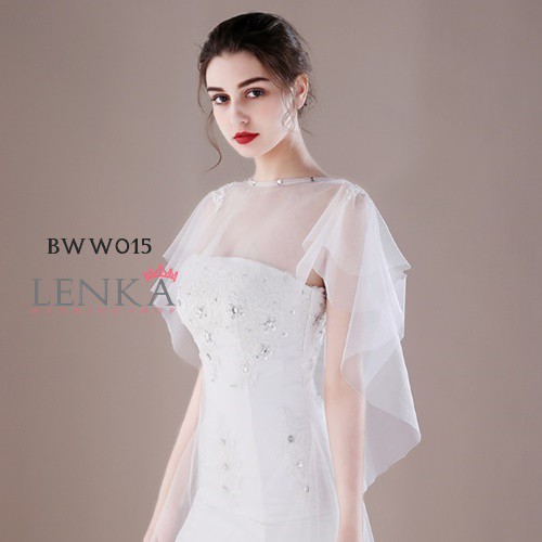 [SIAP KIRIM] BOLERO PENGANTIN WANITA MODERN PESTA RENDA PUTIH KOREA BWW015