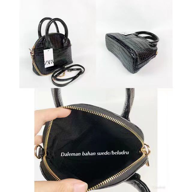 NEW !!!! TAS SELEMPANG / HANDBAG ZAR4 MINI BOWLING CROCO import batam #8085