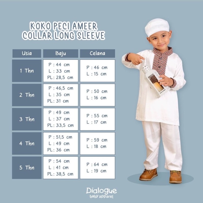 Dialogue Stelan Peci Koko Anak Lebaran AMEER COLLAR SET LONG SLEEVE 1 Stel / Setelan Koko Baju Panjang Koko bayi Anak Dialogue