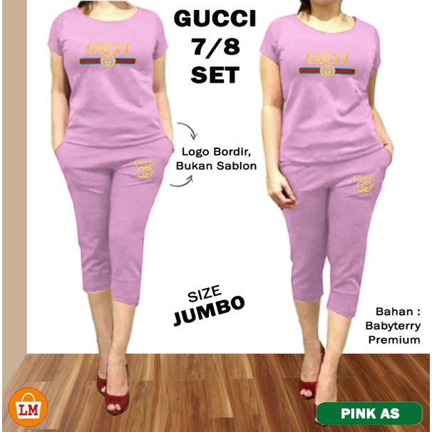 TERMURAH TERLARIS Baju Setelan Olahraga Senam Training Wanita Celana GCI 7/8 Set BORDIR LMS 28256