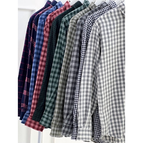Uniqlo Long Sleeve Plaid Flannel Shirt kemeja pria-7