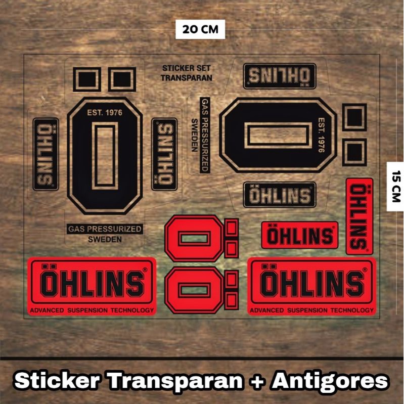 Sticker Set Shock OHLINS Transparan Uv + Antigores Sticker Shockbreaker OHLINS O Set Fork Upside Tra