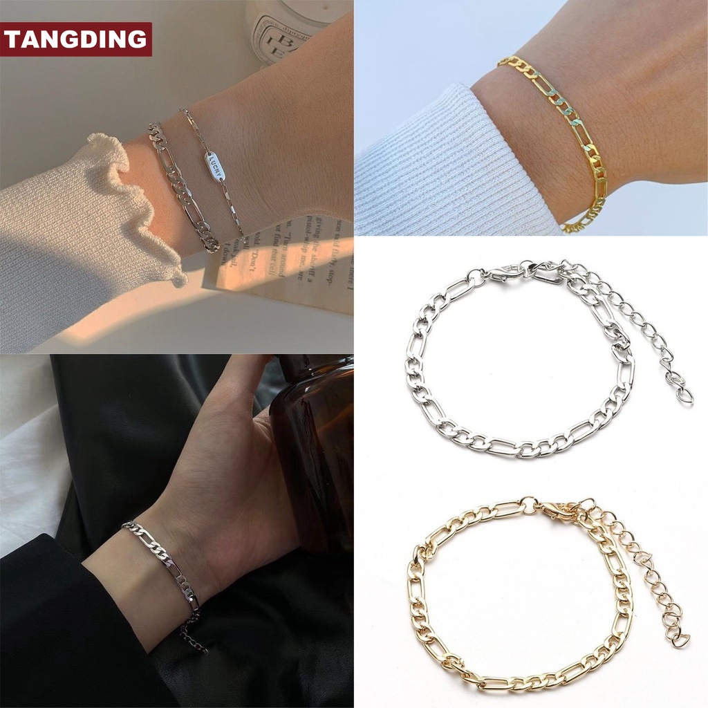 【COD Tangding】Chain Bracelet INS Simple Personality Bracelet Adjustable Silver Gold Color Bracelet Jewelry Accessories
