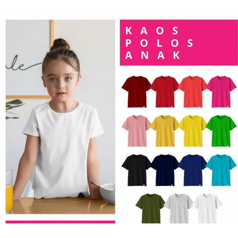 Baju Kaos Anak Shaquille Aneka Warna Polos Ready Pontianak