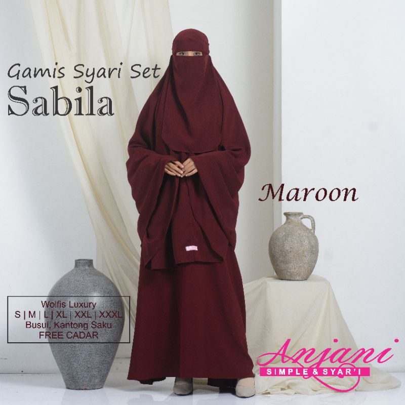 Gamis Syari Polos Set Jilbab Plus Cadar Sabila Syari Gamis Syari Set Cadar Busui Wolfis Gamis Jumbo
